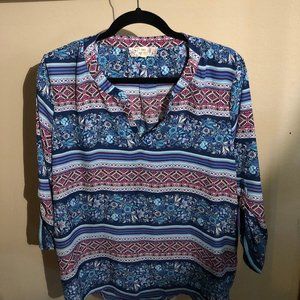 Blue and Purple Designed Blouse